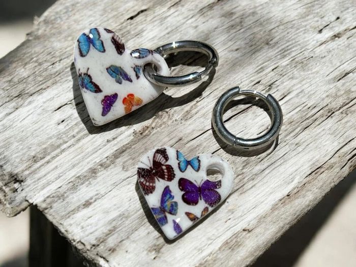 Pampilles cœur motif papillon. 🦋