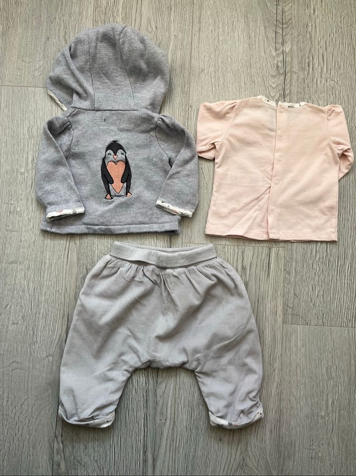 Ensemble 3 pièces fille Sergent Major – 3 mois / 60 cm 🐧💖 - photo numéro 2