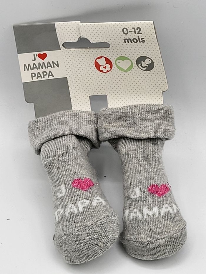 Chaussettes bébé J'aime papa maman 0-12 mois