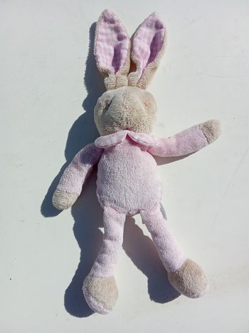 Doudou lapin fille klorane beige, rose