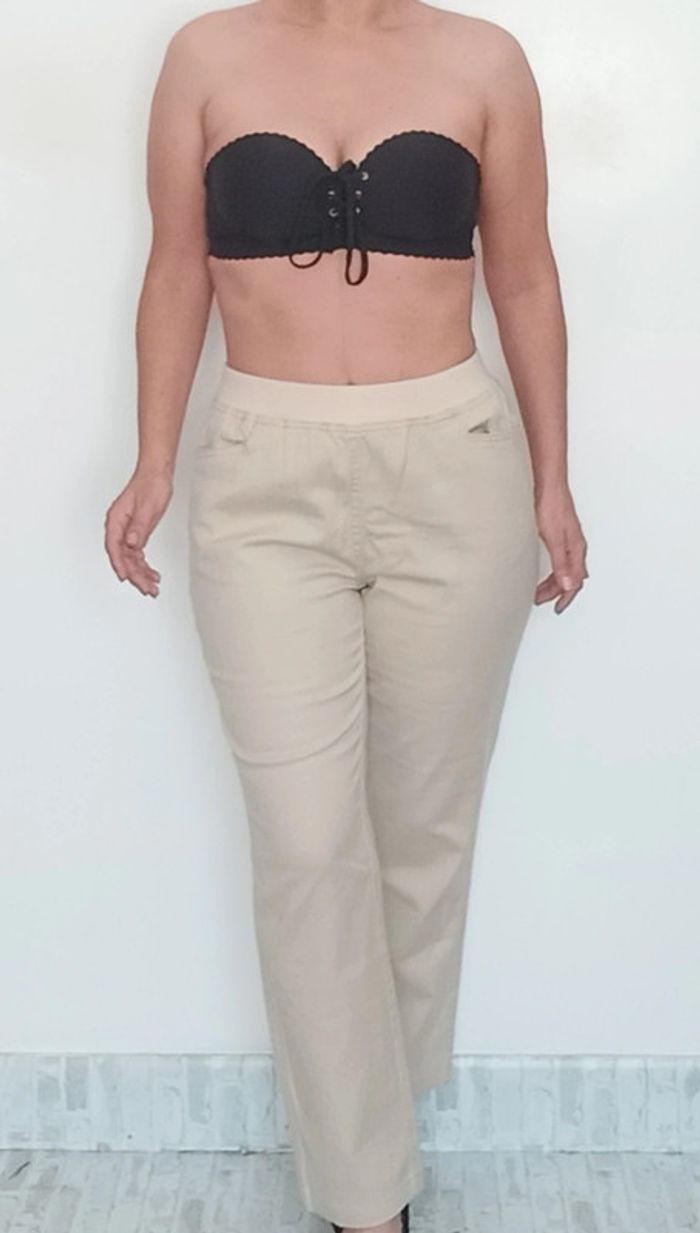 Pantalon casual beige basique intemporel T 40