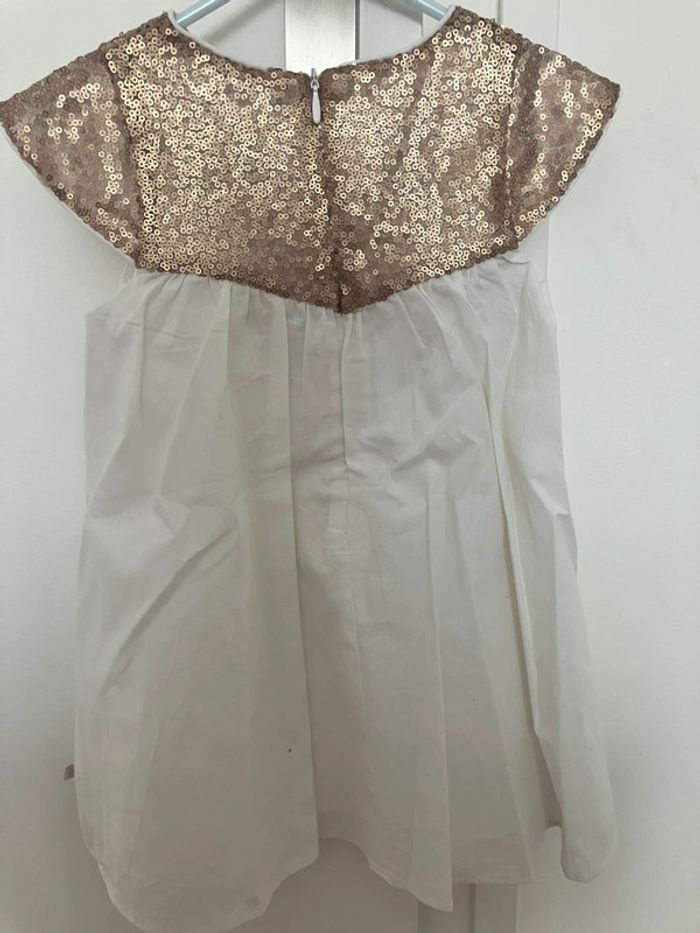 Jolie robe blanche avec sequins doré Obaibi - photo numéro 3