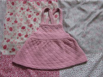Robe molleton à bretelles rose 9 mois