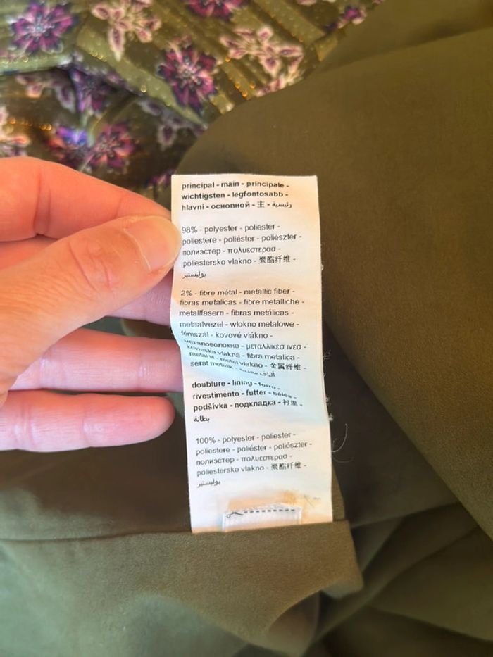 Robe bohème à fleurs kaki et violettes Promod – Taille 38 - photo numéro 9