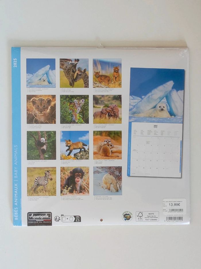 Calendrier 2025 bébé animaux 16 mois / Aquarupella - photo numéro 2