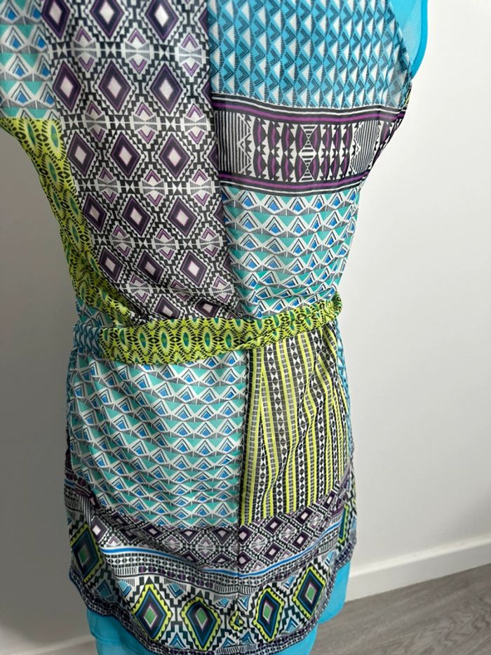 Robe bariolée géométrique verte et bleue Derhy T36 S - photo numéro 7