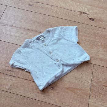 Boléro gilet court fille 12 mois Vertbaudet blanc manches courtes