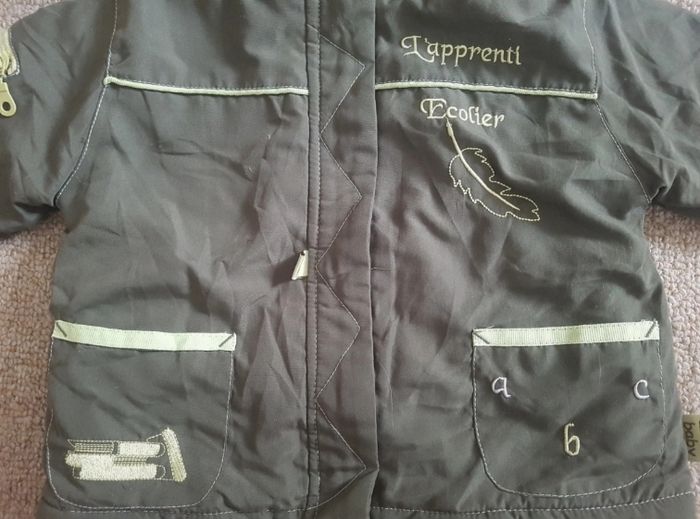 Manteau à capuche hiver vert, 6/12 mois - photo numéro 3