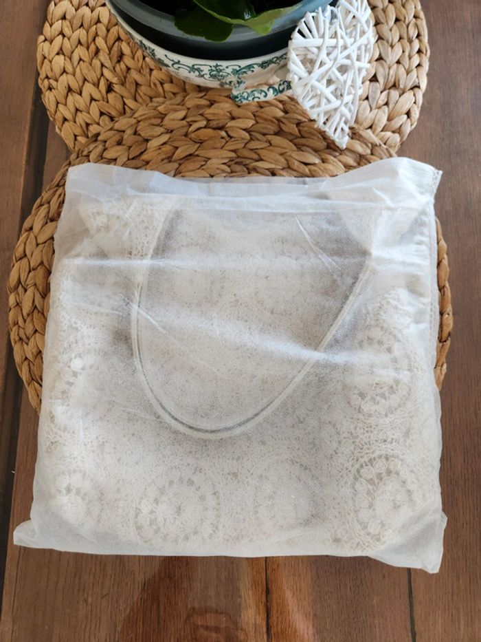 Sac à main beige/crème crochet - photo numéro 9