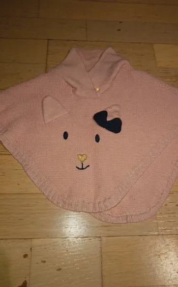 Poncho rose tête de chat