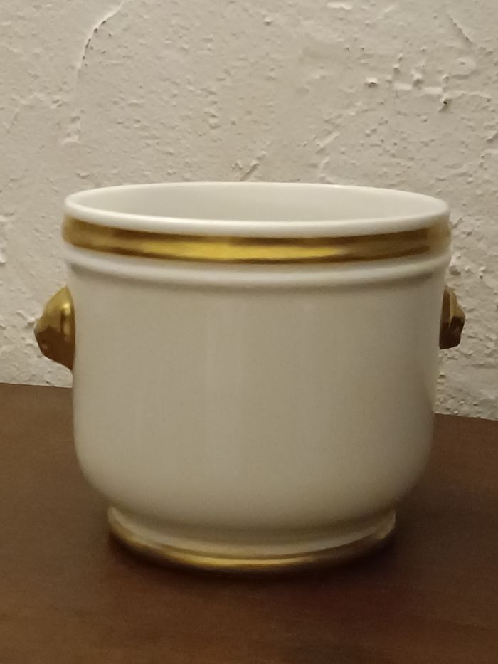 Cache pot porcelaine anse lion