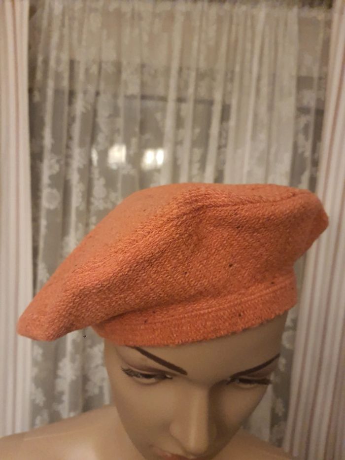 Béret Sugar laine/coton couleur corail 56cm - photo numéro 9