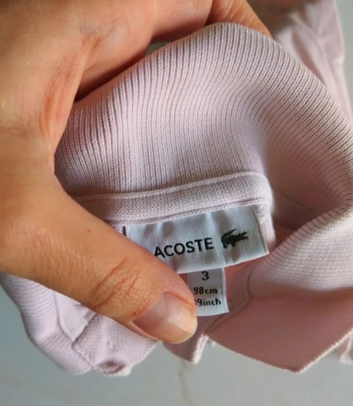 Polo manches courtes rose bébé fille Lacoste 3 ans - photo numéro 3