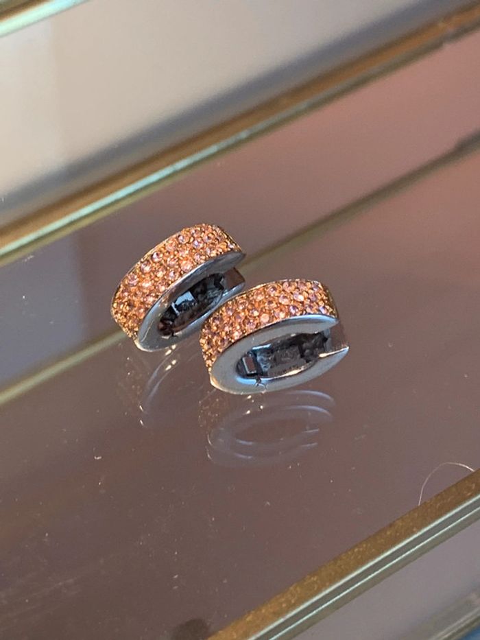 Créoles argent massif pavage cubic zirconia - photo numéro 2