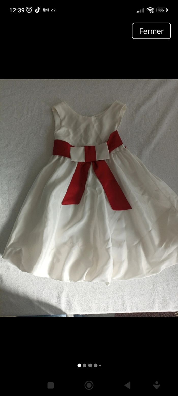 Jolie robe de cérémonie blanc cassé et rouge taille 6ans - photo numéro 1