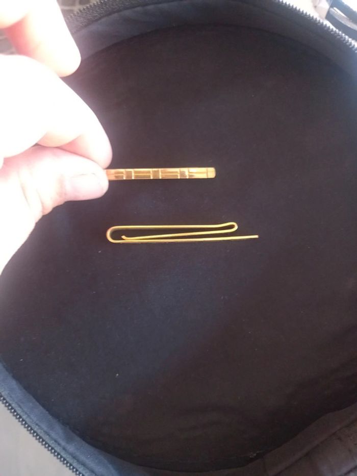 Lot 2 pinces cravatte vintage plaqué or - photo numéro 3