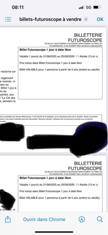 Billet futoscope
