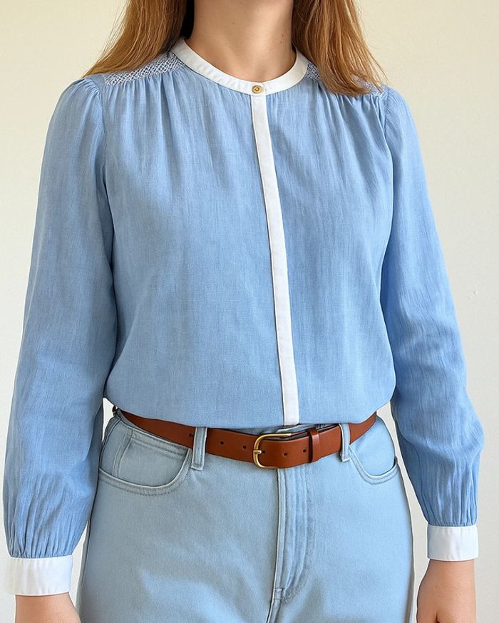Chemisier chemise Bérénice taille 36 chic bohème bleu et blanc
