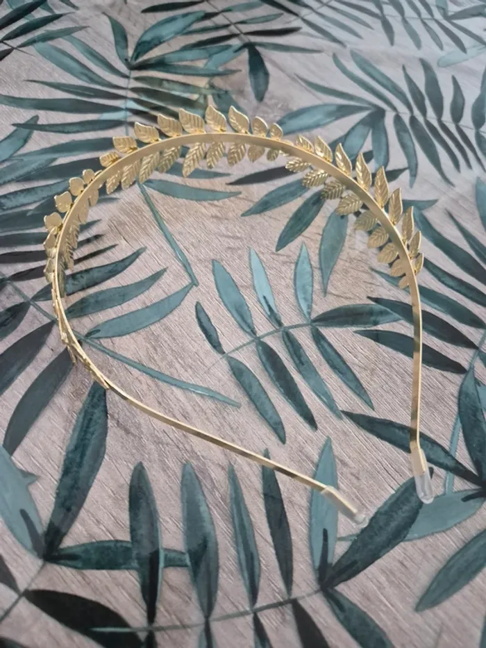 Serre tête couronne feuille doré - photo numéro 2