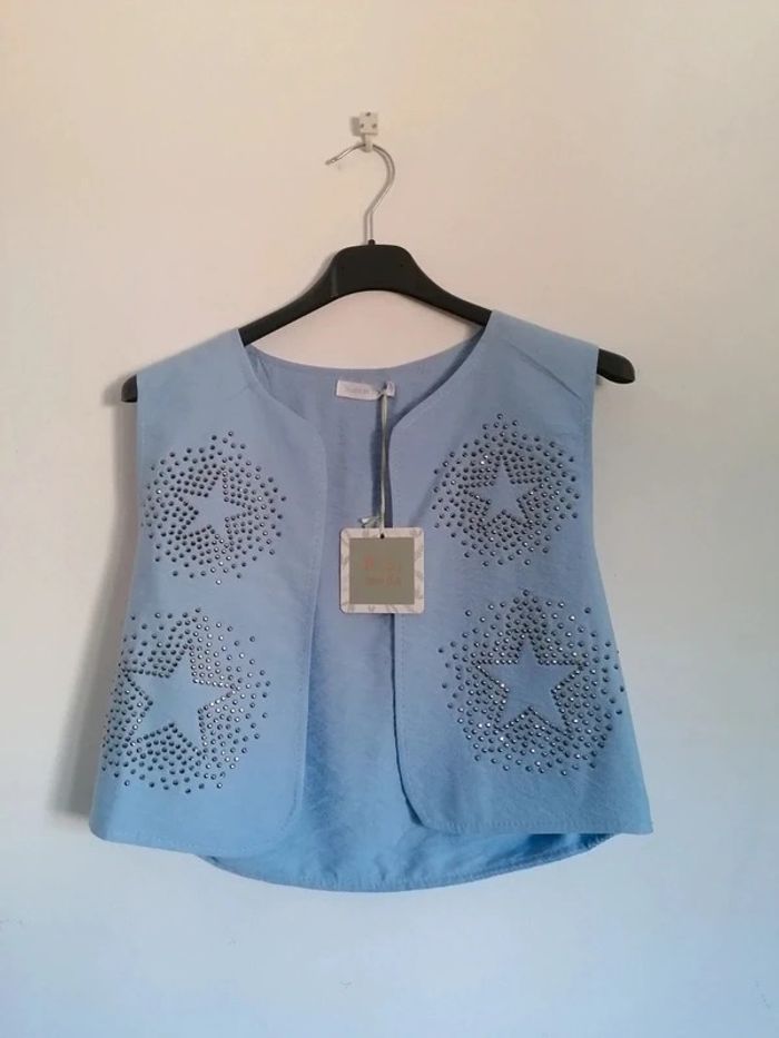 Chaleco azul con brillantes TU - photo numéro 2