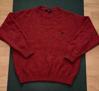 Pull Jersey Burberry London Taille S M Unisex Femme Homme Laine Rouge Bordeaux