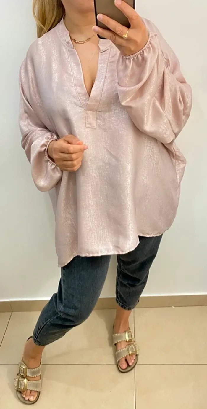 Blouse rose ample scintillante Taille Unique - photo numéro 4