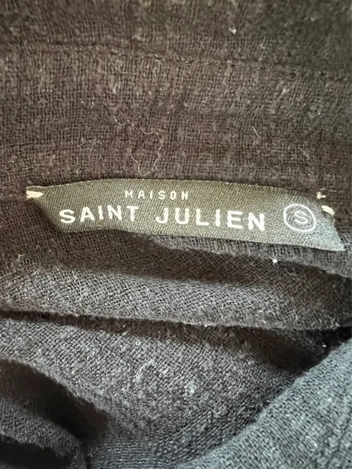 Maison Saint Julien Chemise mi-longue oversize Mykonos noire taille S - photo numéro 4