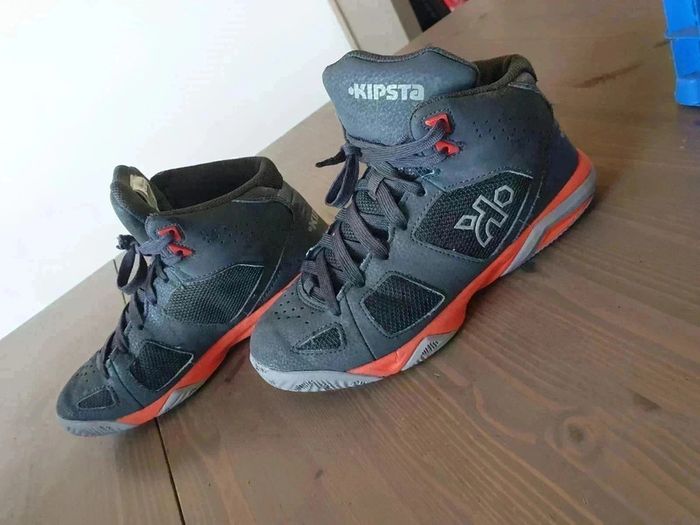 Baskets montantes Kipsta 37 gris et orange decathlon - photo numéro 3