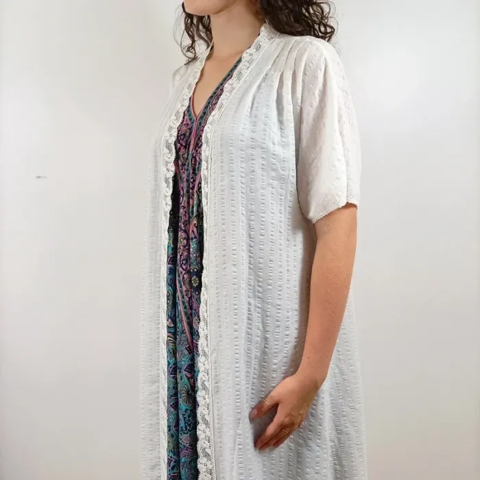 Gilet long blanc Etam ajouré style bohème chic dentelle romantique taille M A1114 - photo numéro 2