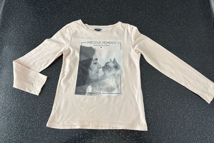 Kiabi - t-shirt ML chat fille 8 ans