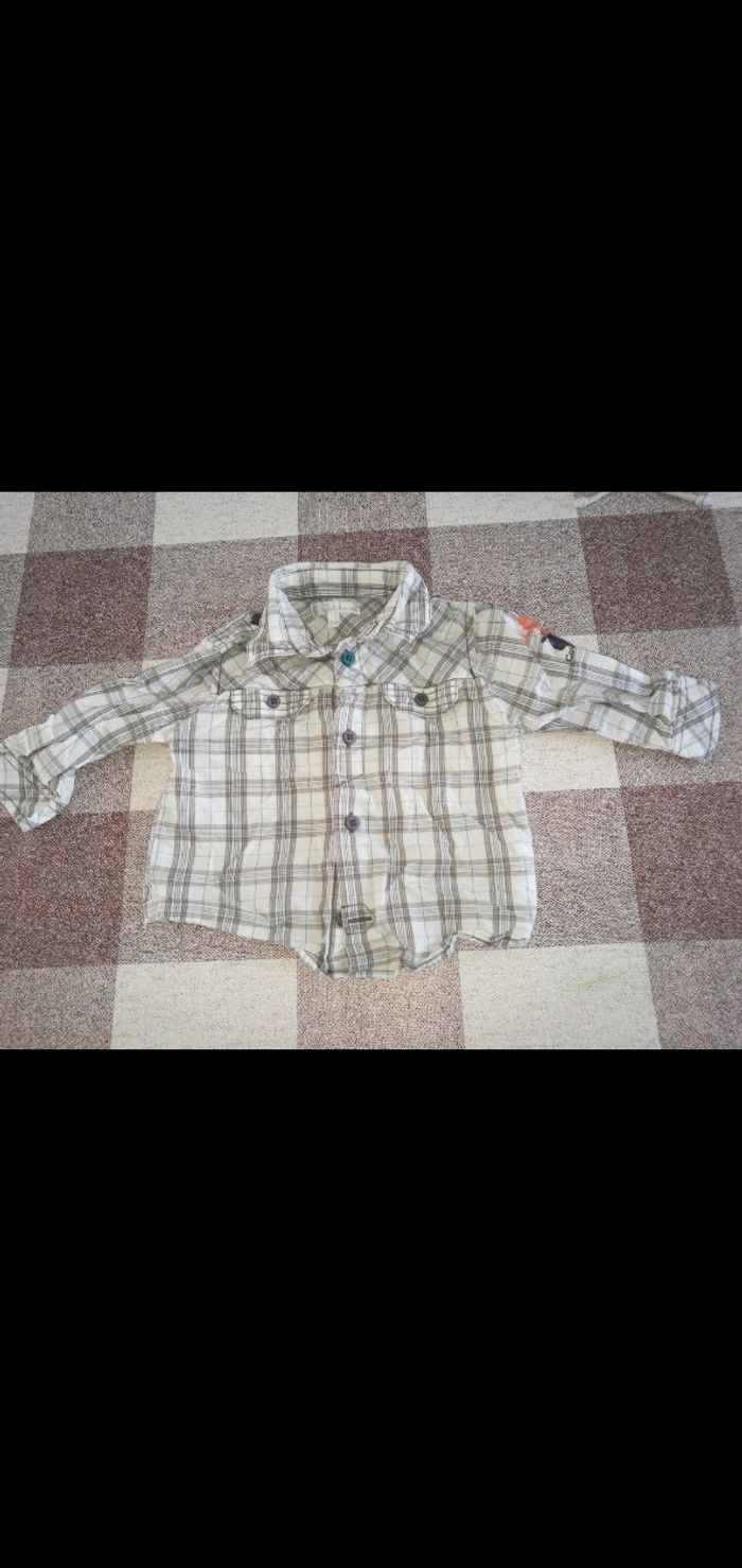 Chemise 9 mois à carreaux manches longues kitchoun