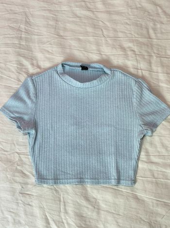 Crop top bleu laine