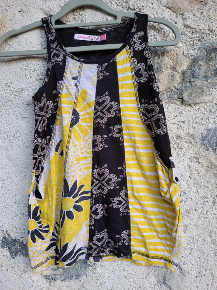 Superbe robe/tunique Desigual 5/6 ans, noir et jaune