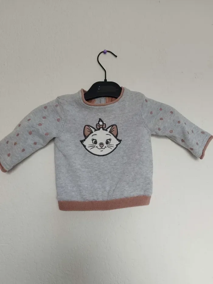 pull gris et rose Disney polaire à l'intérieur du pull pour bébé fille 3 mois