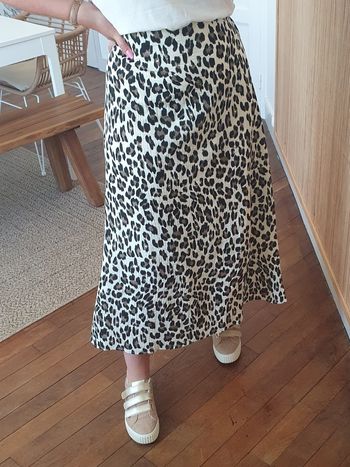 Jupe gaze de coton motif léopard Taille S/M