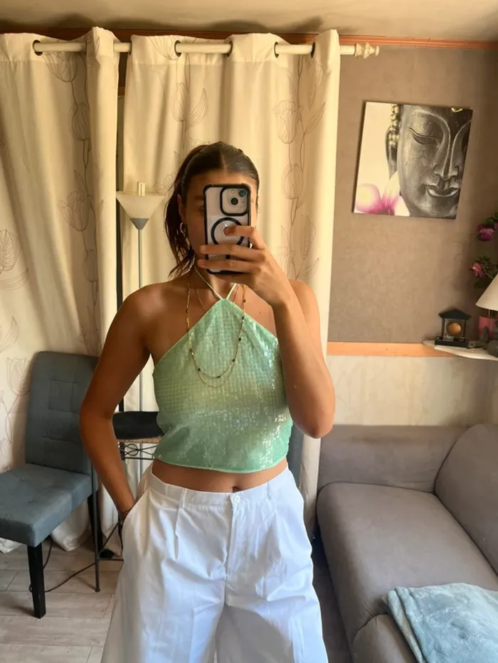 Top sequins Ibiza Summer vintage bohème champêtre disco rétro - photo numéro 2