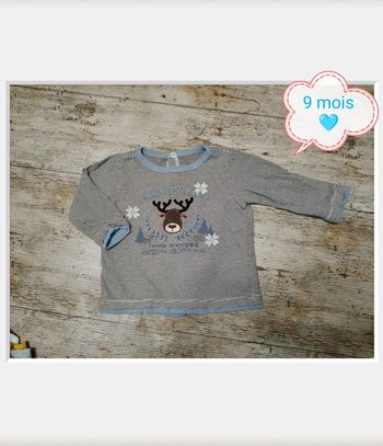 Joli t-shirt garçon manches longues 9 mois Sergent major