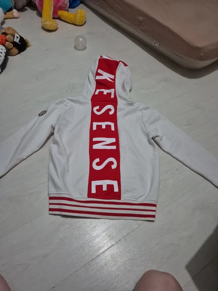 Sweat à capuche blanc / rouge - photo numéro 5