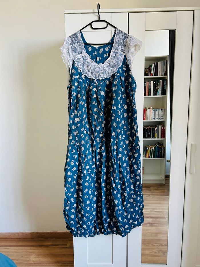 Robe bleu à motifs ongue Boutique Indépendante Taille Unique - photo numéro 1