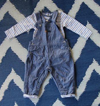 Ensemble salopette, body, manches longues, Obaïbi, 68cm 6 mois