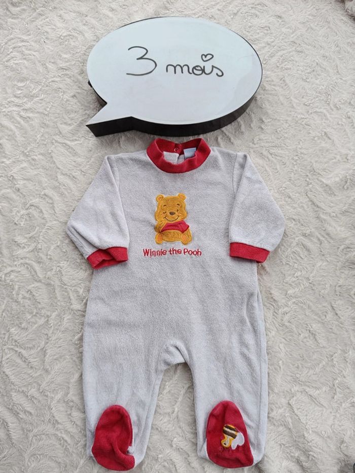 Pyjama grenouillère velours Garçon 3 mois Winnie l'ourson the pooh Disney Baby