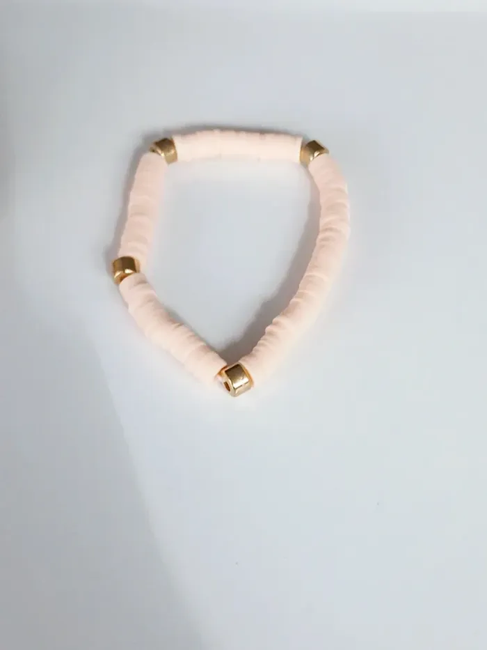 Bracelet perles heishi rose et doré | inspiration Zara Lou.Yetu - photo numéro 2