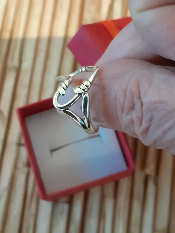 Bague argent 925, coeur couleur argentée,  réglable Pour des doigts allant du 52 au 56 - photo numéro 7