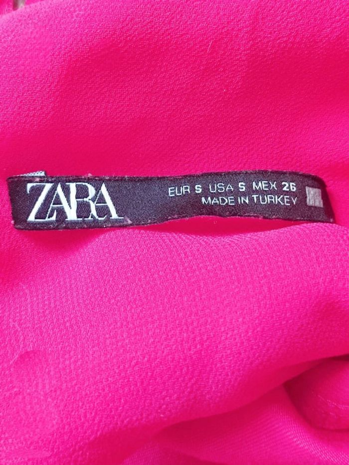Crop-top satin dos nu manche ample 3/4 fuchsia / Zara - 36/S - photo numรฉro 10