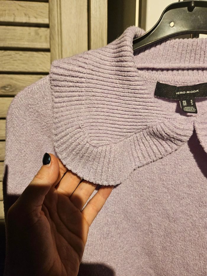 Pull chaud à col couleur Lila Vero Moda taille S - photo numéro 4