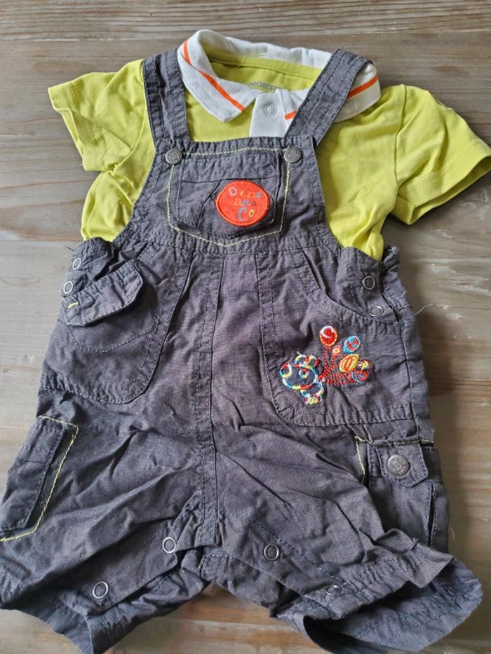Ensemble salopette courte et polo 3 mois