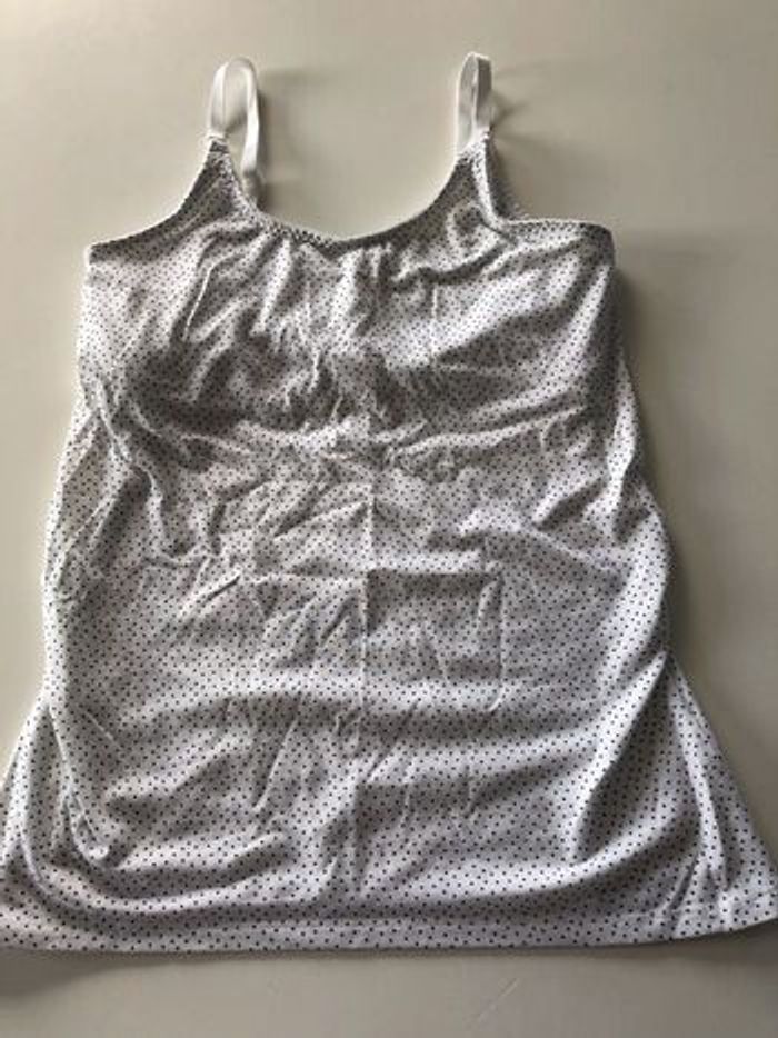 Débardeur d’allaitement blanc à pois 34-36