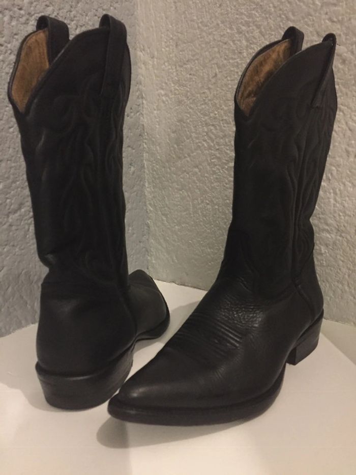 Santiags mexicaines mixtes noires tout cuir P39 - photo numéro 3