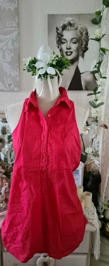 Blouse rouge sans manches Camaïeu Taille 40