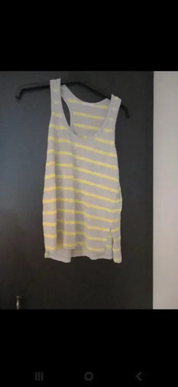 Débardeur gris à rayures jaunes – Jennyfer – Taille 40